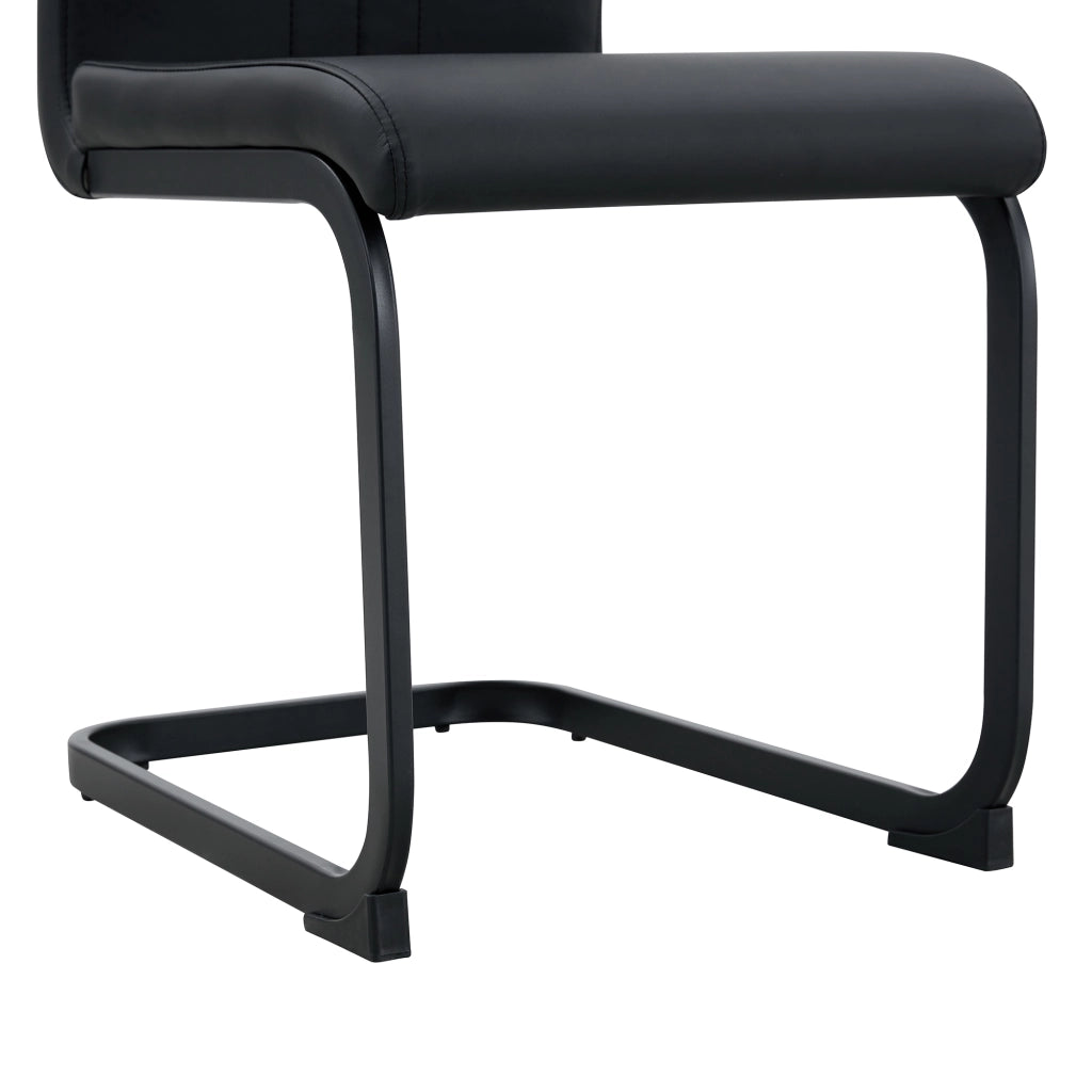 Set di 2 sedie da pranzo con schienale ergonomico e piedini antiscivolo per ufficio in similpelle nera
