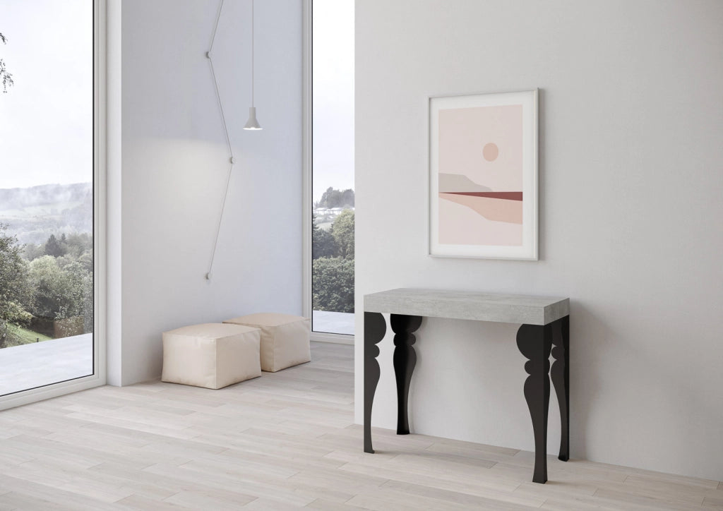 Consolle allungabile 90x40/196 cm Paxon Small Premium Cemento telaio Antracite