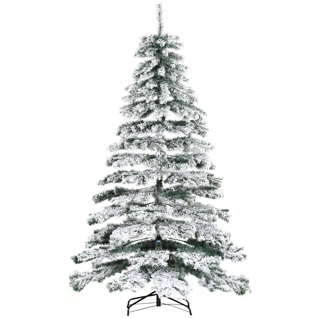 Albero di Natale Artificiale 225 cm ¨C Zephmum ¨C Verde e Bianco con Supporto in Metallo