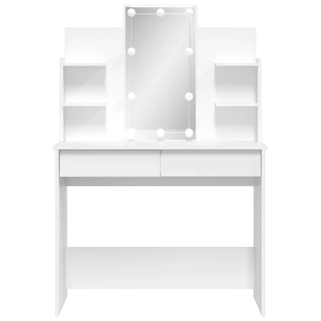 Toeletta | Tavolo da Trucco con Luci LED Bianco 96x40x142 cm