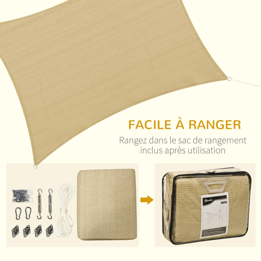 Tenda da sole rettangolare 4x3m ¨C zephmum ¨C beige HDPE UV