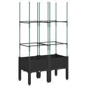Fioriera | Cassetta per fiori | Vaso da Giardino con Traliccio Nera 80x40x142,5 cm in PP