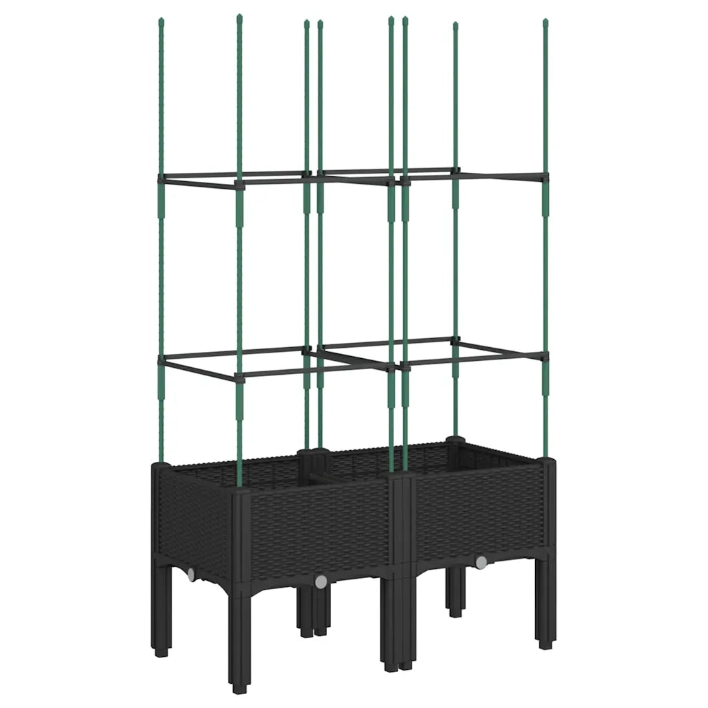 Fioriera | Cassetta per fiori | Vaso da Giardino con Traliccio Nera 80x40x142,5 cm in PP