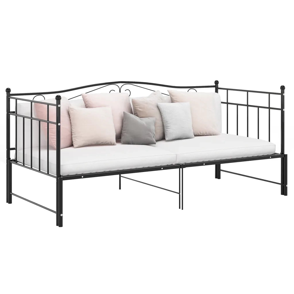 Telaio Divano Letto Estraibile Nero in Metallo 90x200 cm 324782