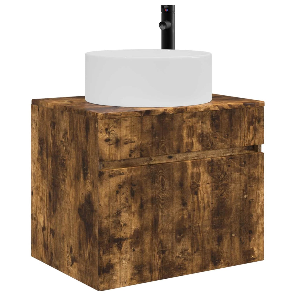 Mobiletto da Bagno a Muro Rovere Fumo 59 x 44,5 x 50 cm