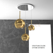 SOSP. OTTONE SAT. TONDA 3 LUCI VETRI (1 GRANDE+1 MEDIO+1 PICCOLO) TUTTI ORO 1155OS-S3 TMIX-OR