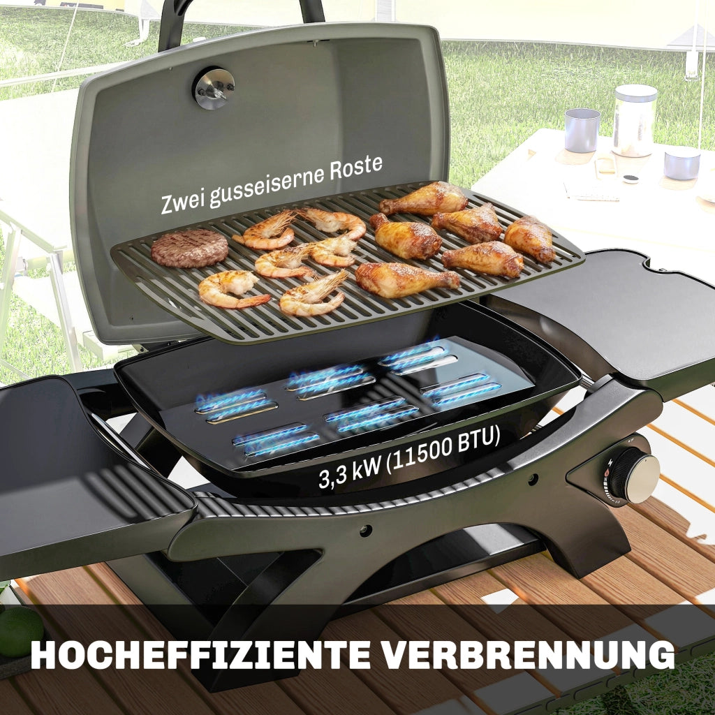 Grill a gas 3.3 KW ¨C zephmum ¨C Griglia in ghisa pieghevole con tavolini laterali