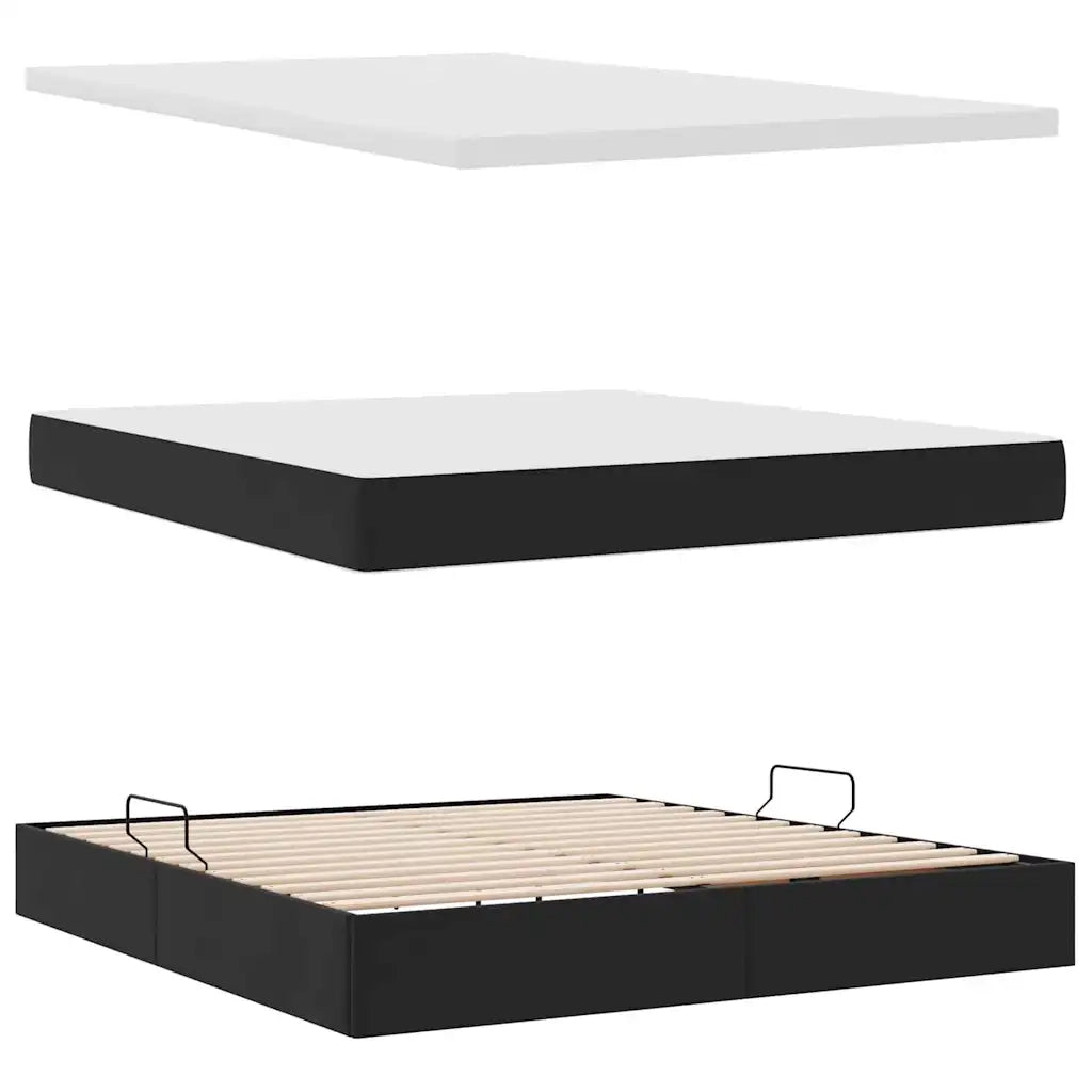 Letto con contenitore e LED con led Nero 180 x 200 cm Velluto 3372743