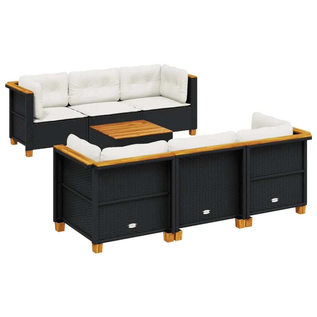 Set Divani da Giardino con Cuscini 7pz Nero Polyrattan 3261737
