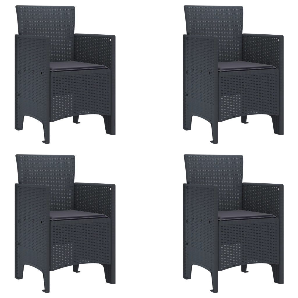 Set pranzo giardino 5 pezzi con cuscini Antracite Rattan in polipropilene