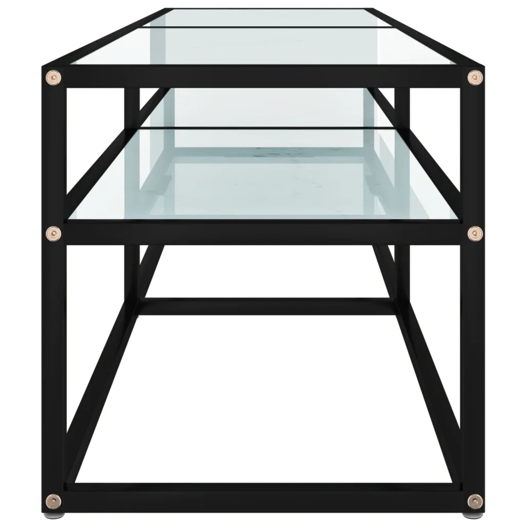 Mobile Porta TV Marmo Bianco 140x40x40,5 cm in Vetro Temperato 331716