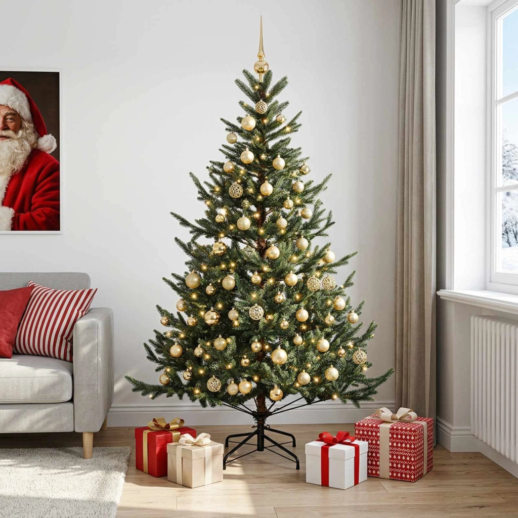 Albero di Natale artificiale con palline 210 cm 300 LED 3466552