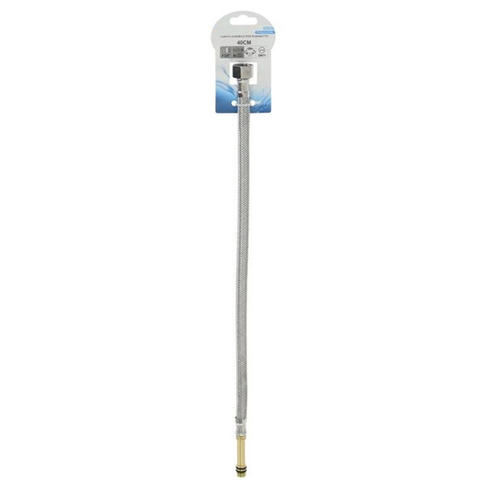 Trade Shop - Tubo Flessibile Flessibili Rubinetto Miscelatore Acqua 40 Cm øf3/8 X M10/1 L3cm 79913 -