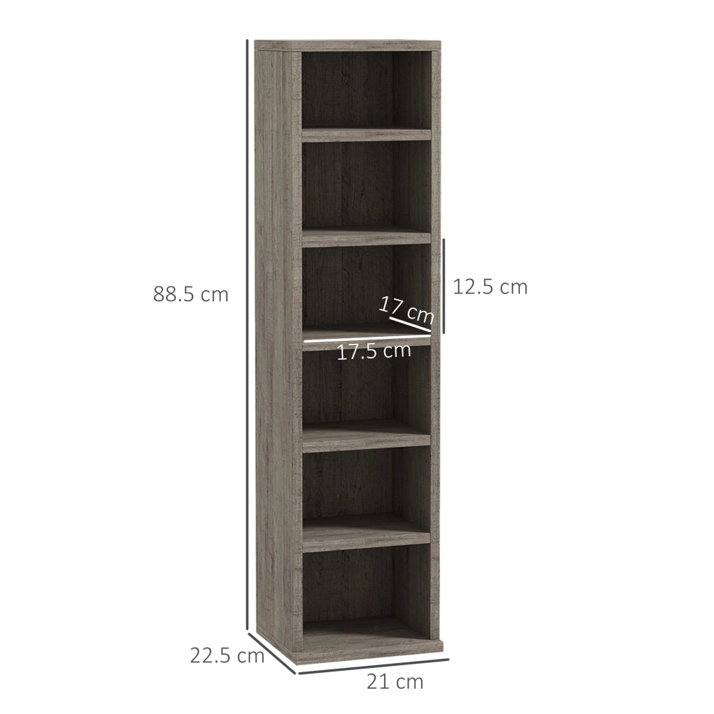 Set di 2 Scaffali Porta CD con Mensole Regolabili per 204 CD. 21x22.5x88.5 cm. Grigio