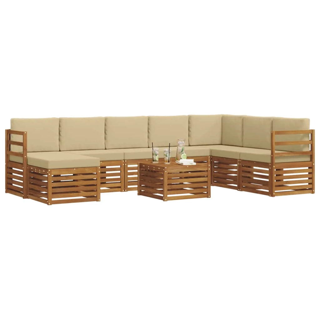 Set divano sezionale con cuscino 9 pcs Naturale e Beige 3375313