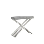 Consolle allungabile 90x40/300 cm Diago cemento gambe bianche