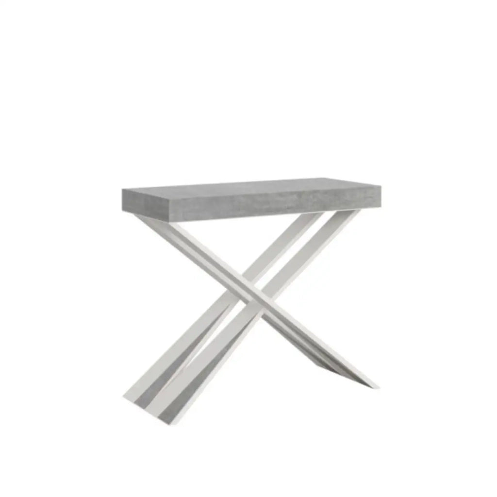 Consolle allungabile 90x40/300 cm Diago cemento gambe bianche