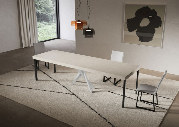 Consolle Allungabile 90-300x40x77 cm Saki Premium Cashmere Gambe Bianche