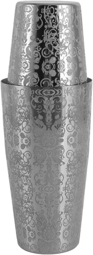 Cocktail Shaker in Acciaio Inossidabile con Gravure Martini - Set di Cocktail per Feste in Casa con Finestra in Argento