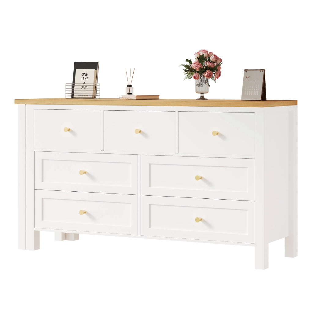 SCRIVANIA 2 in 1 con 7 cassetti 120x40x70 cm Bianco/Quercia