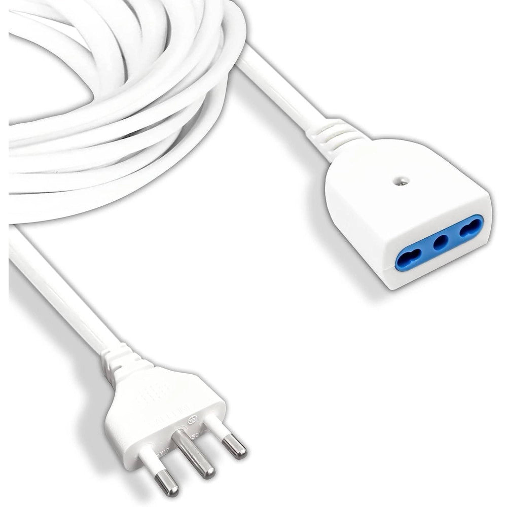Trade Shop - Cavo Prolunga Elettrica Da 10 Mt Con Spina Da 16a Presa Bipasso 10a 16a Bianco -