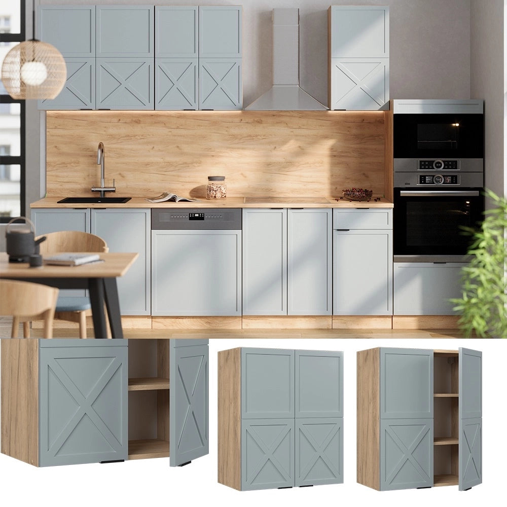 Pensile da cucina Fame-Line Blu-grigio chiaro/Rovere dorato 60 cm Vicco