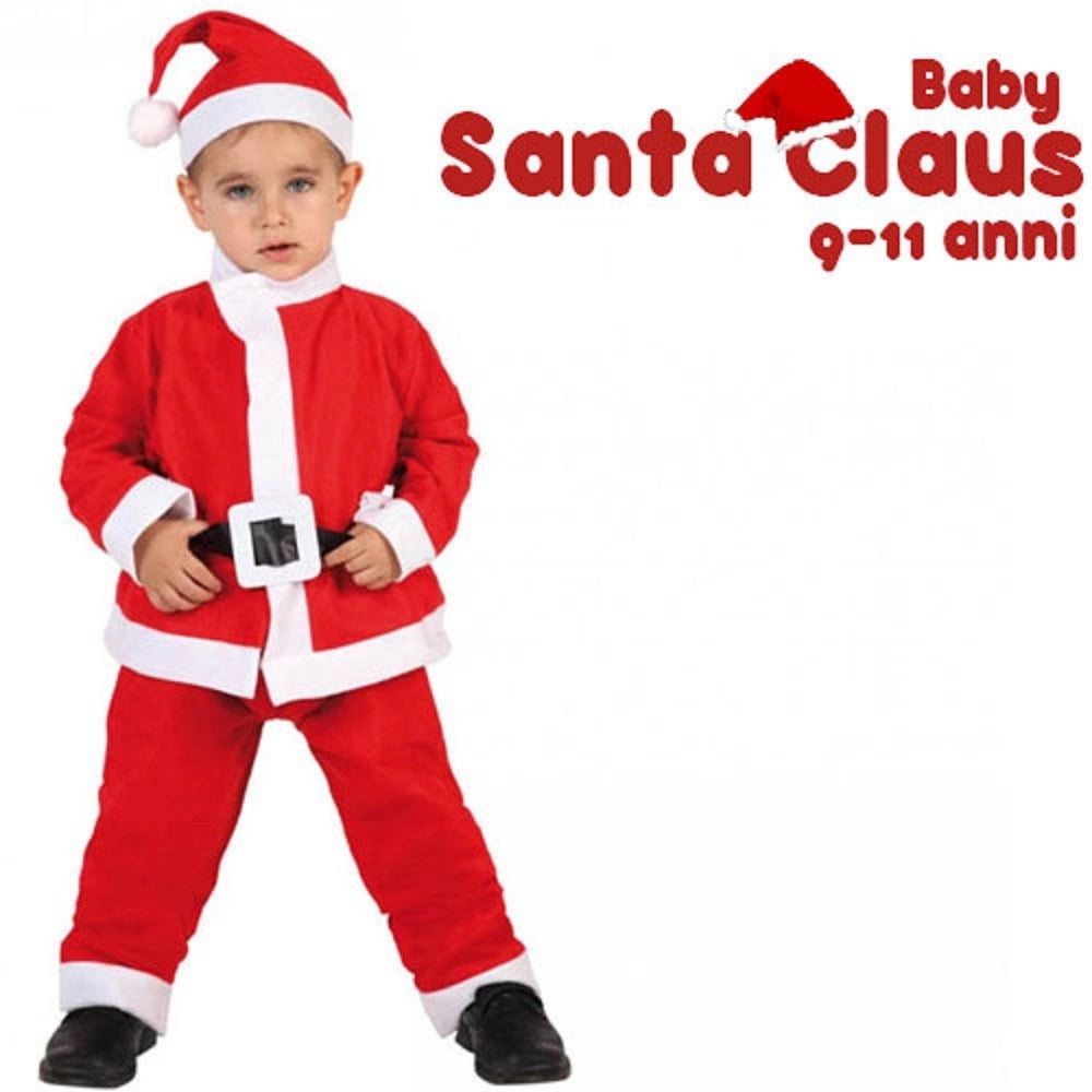 Trade Shop - Vestito Natalizio Per Bambino 9-11 Anni Costume + Cappello Babbo Natale Rosso -
