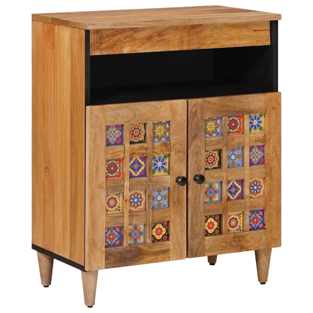 Credenza Naturale 60 x 33,5 x 75 cm Legno di mango massello
