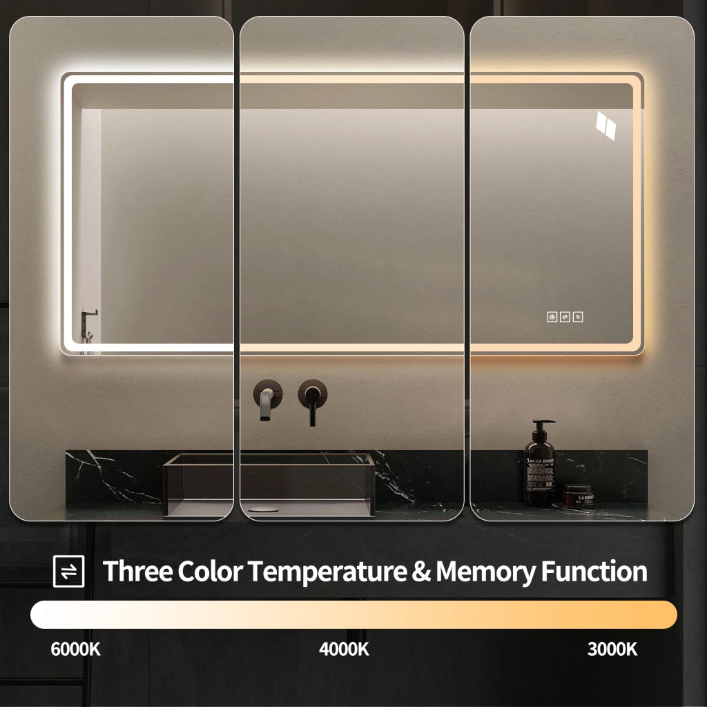 Specchio luminoso da bagno con luce frontale e posteriore, touch, antiappannamento, vetro HD senza rame argento 60 × 120 cm