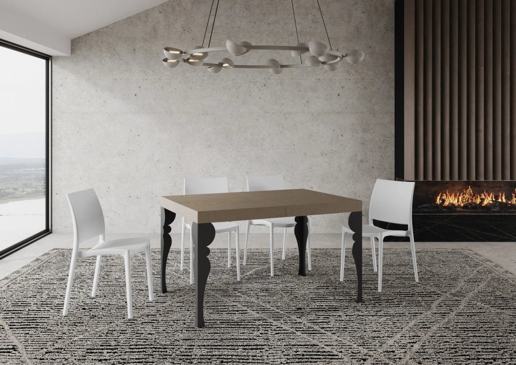 Tavolo Allungabile 120-224x90x77 cm Paxon Tortora Telaio Antracite