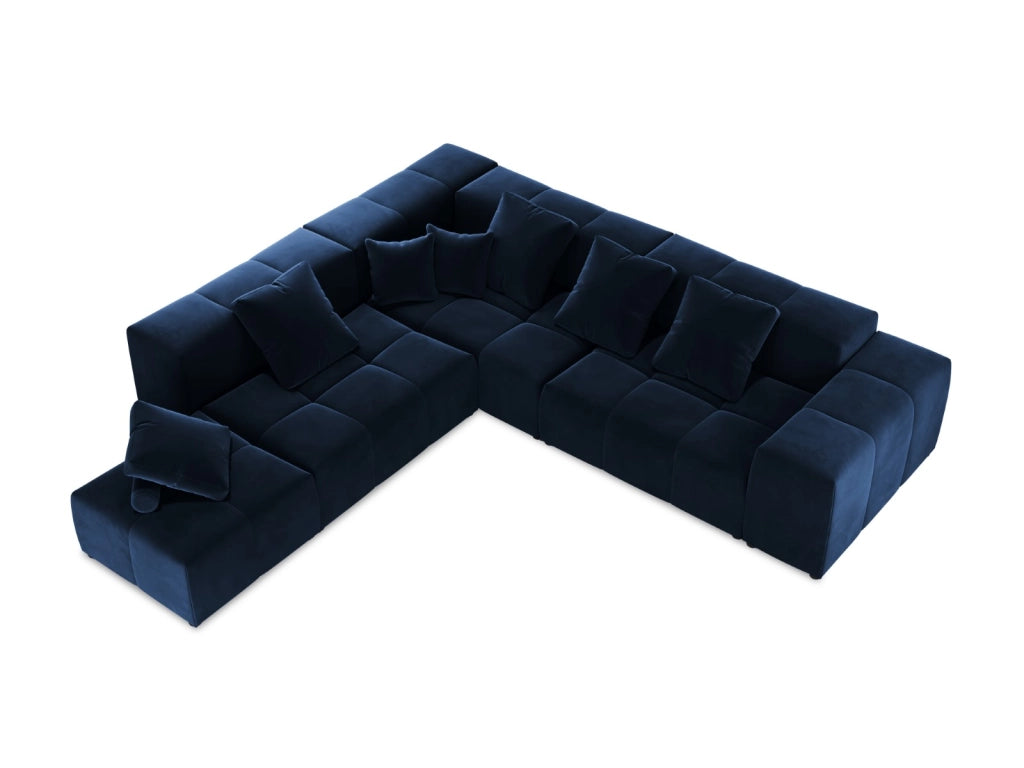 Cosmopolitan Design - Divano angolare modulare reversibile "Rome" 7 posti in velluto blu reale 