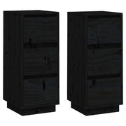Credenze Nere 2 pz | Madia | Buffet da pranzo | Armadio da pranzo 32x34x75 cm in Legno Massello di Pino