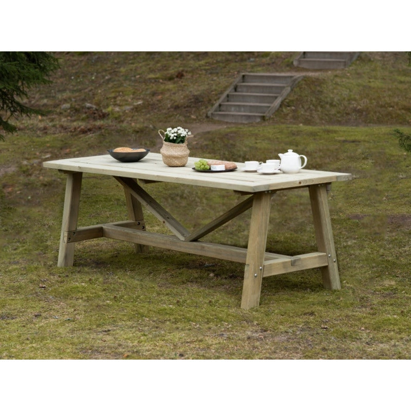 Tavolo da giardino in legno 240x90 cm, piano spesso 44 mm, pino impregnato per esterno resistente - Esterni da Vivere