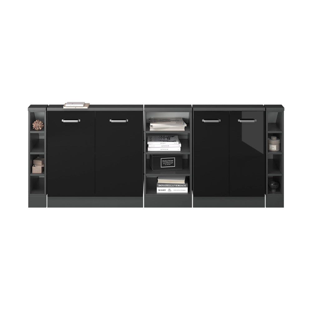 Set di mobili sottotetto Rion Nero lucido/Antracite Set di 5 Vicco