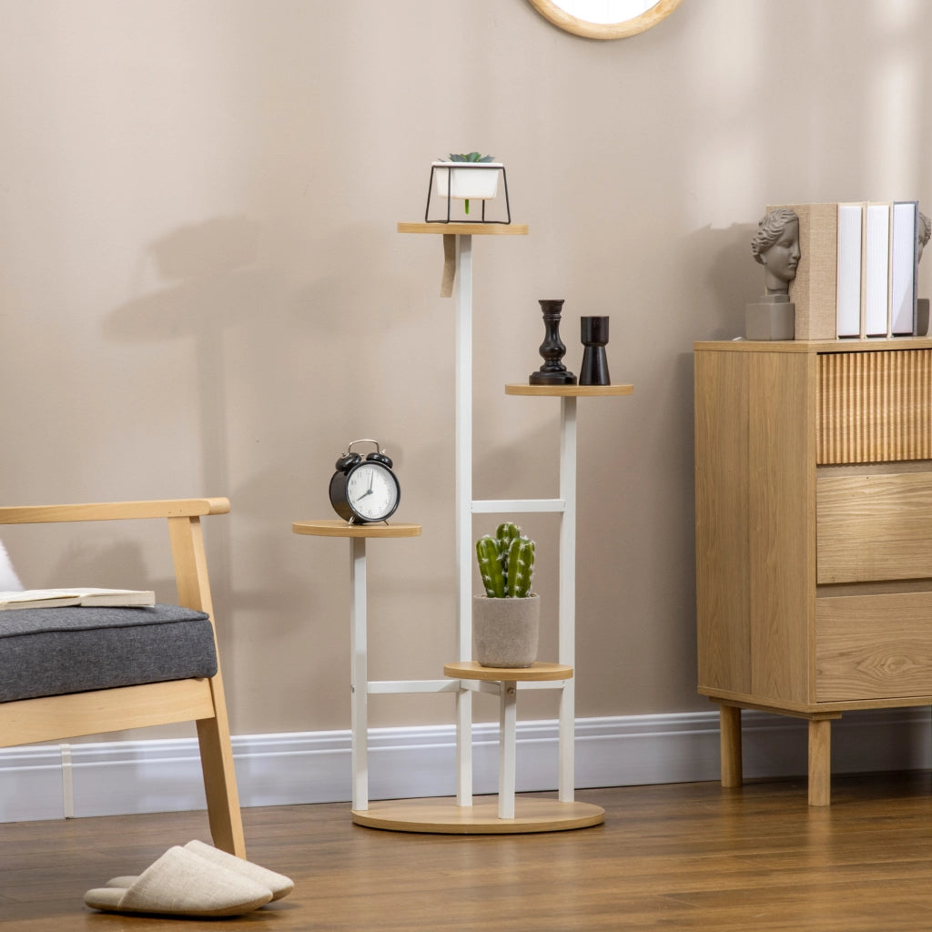Libreria per Piante 4 Livelli ¨C Zephmum ¨C 40x40x95,5 cm Legno Naturale