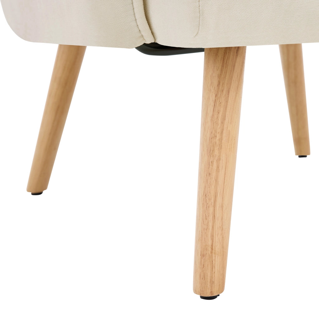 Sedia relax con pouf, schienale reclinabile a 5 posizioni, poltrona imbottita in lino beige