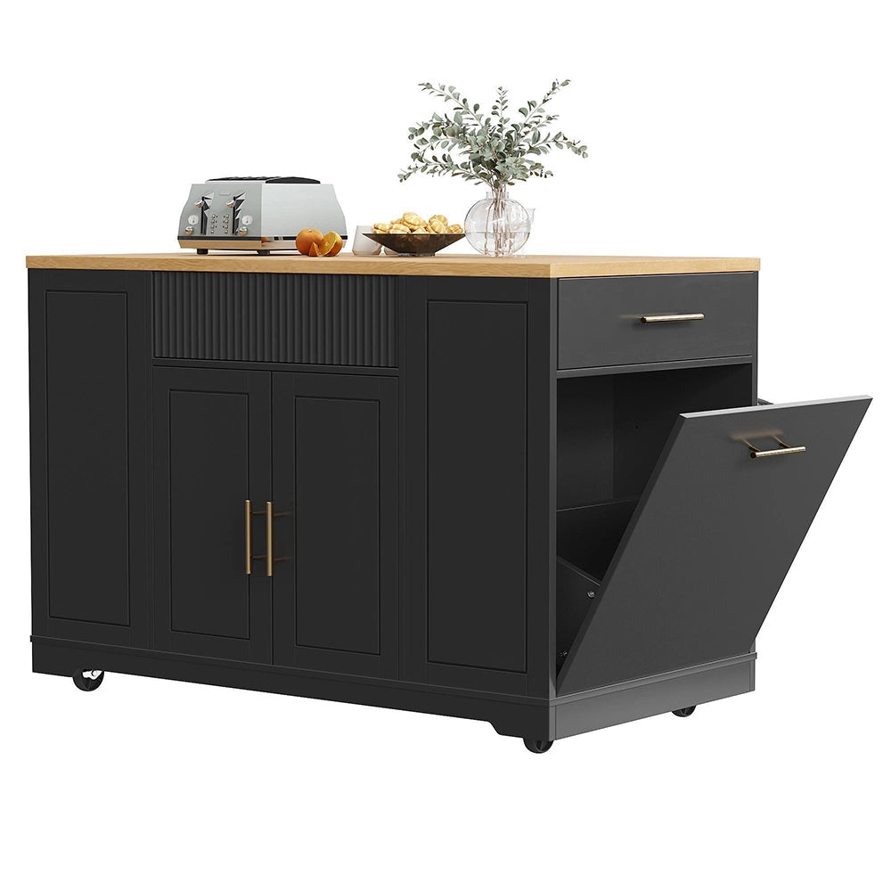 Isola cucina con pattumiera - Xylo - 120x50x92cm regolabile