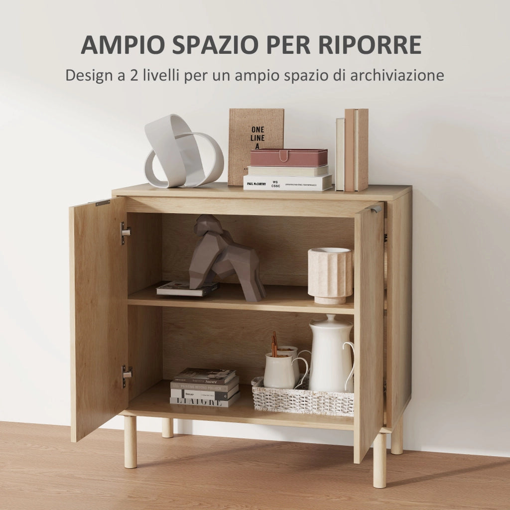 Mobile Contenitore in Legno a 2 Livelli con Ripiano Regolabile ¨C zephmum ¨C Rovere 78x40x78 cm