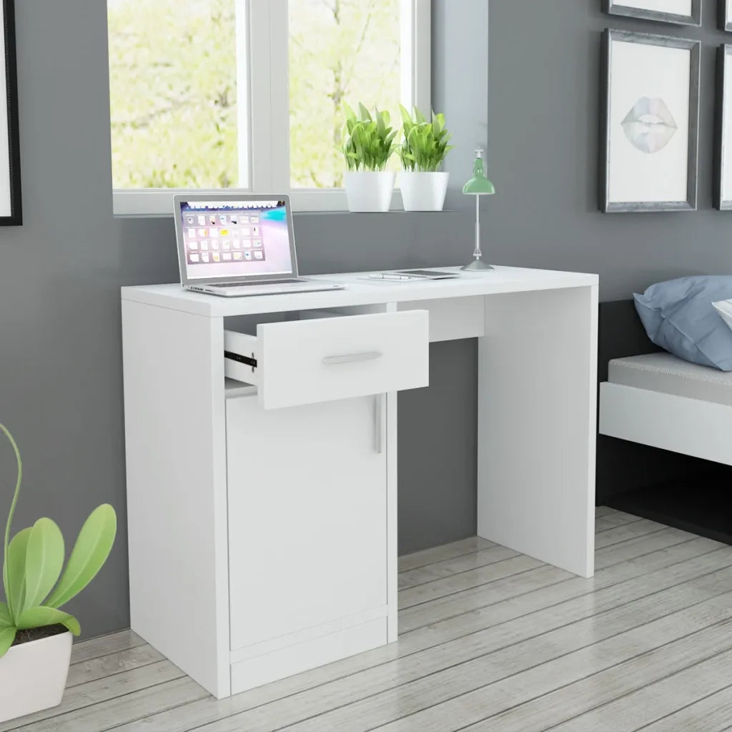 Scrivania con Cassetto e Armadietto Bianca 100x40x73 cm 243058