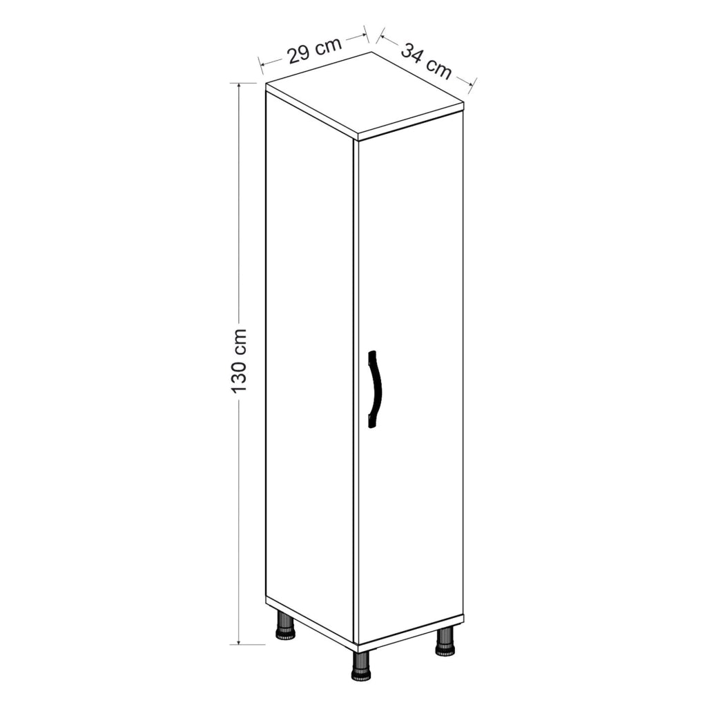 Noepoli, Armadio Multiuso 1 Anta 8 Ripiani, 29x130h cm Bianco