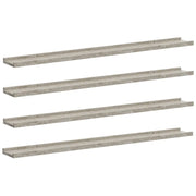 4 pz Mensole da Parete | Scaffali a Parete | Ripiano a parete Grigio Cemento 100x9x3 cm