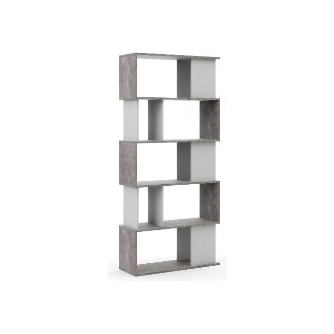 Tvilum libreria Maze, design moderno e funzionale, colore oxid beton e white, modello 71735PGX49