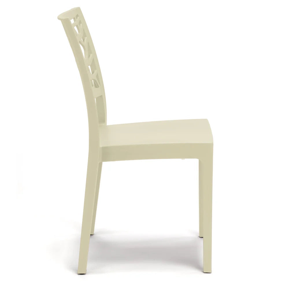 Set 4 sedie in polipropilene TETI, impilabile, resistente ai raggi UV, design moderno, ideale per sala da pranzo, cucina, sala d’attesa, bar, ristoranti o giardino, colore Sabbia