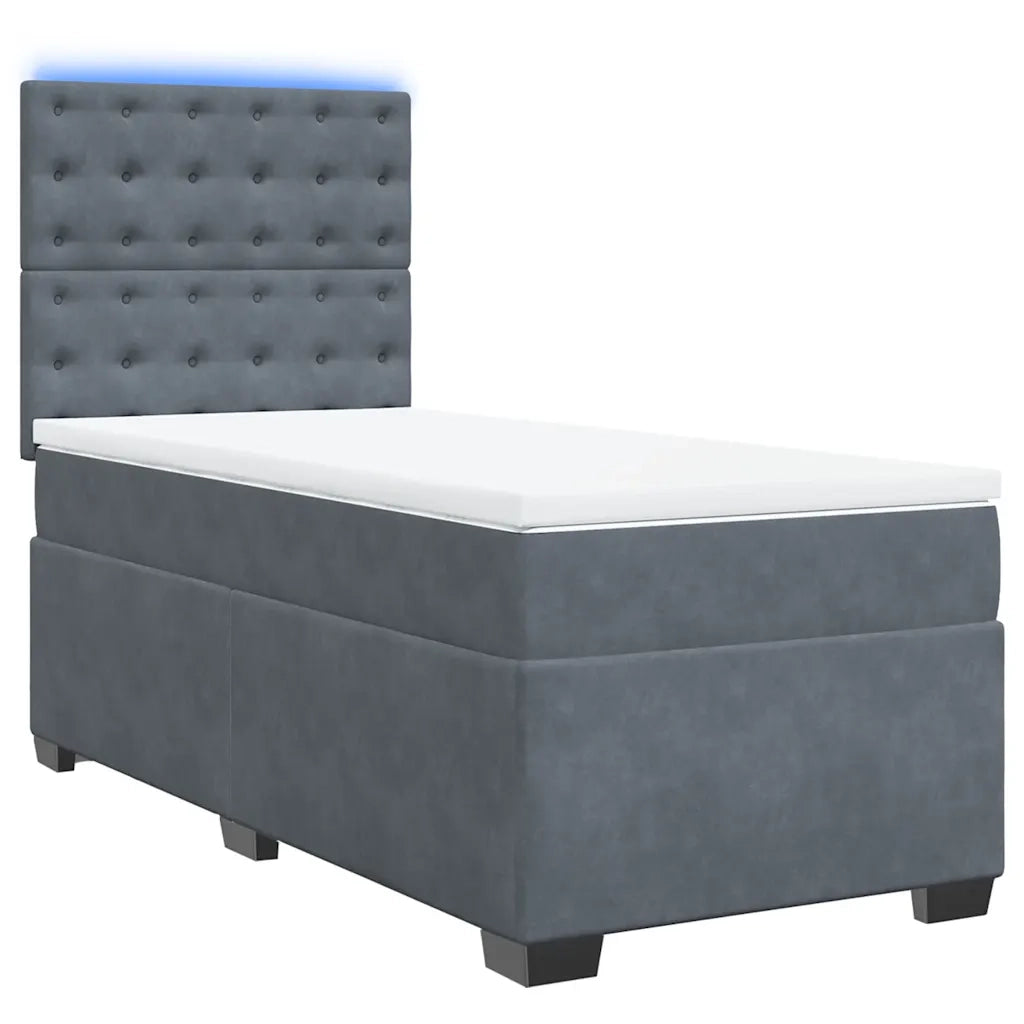 Giroletto a Molle con Materasso Grigio Scuro 100x200 cm Velluto