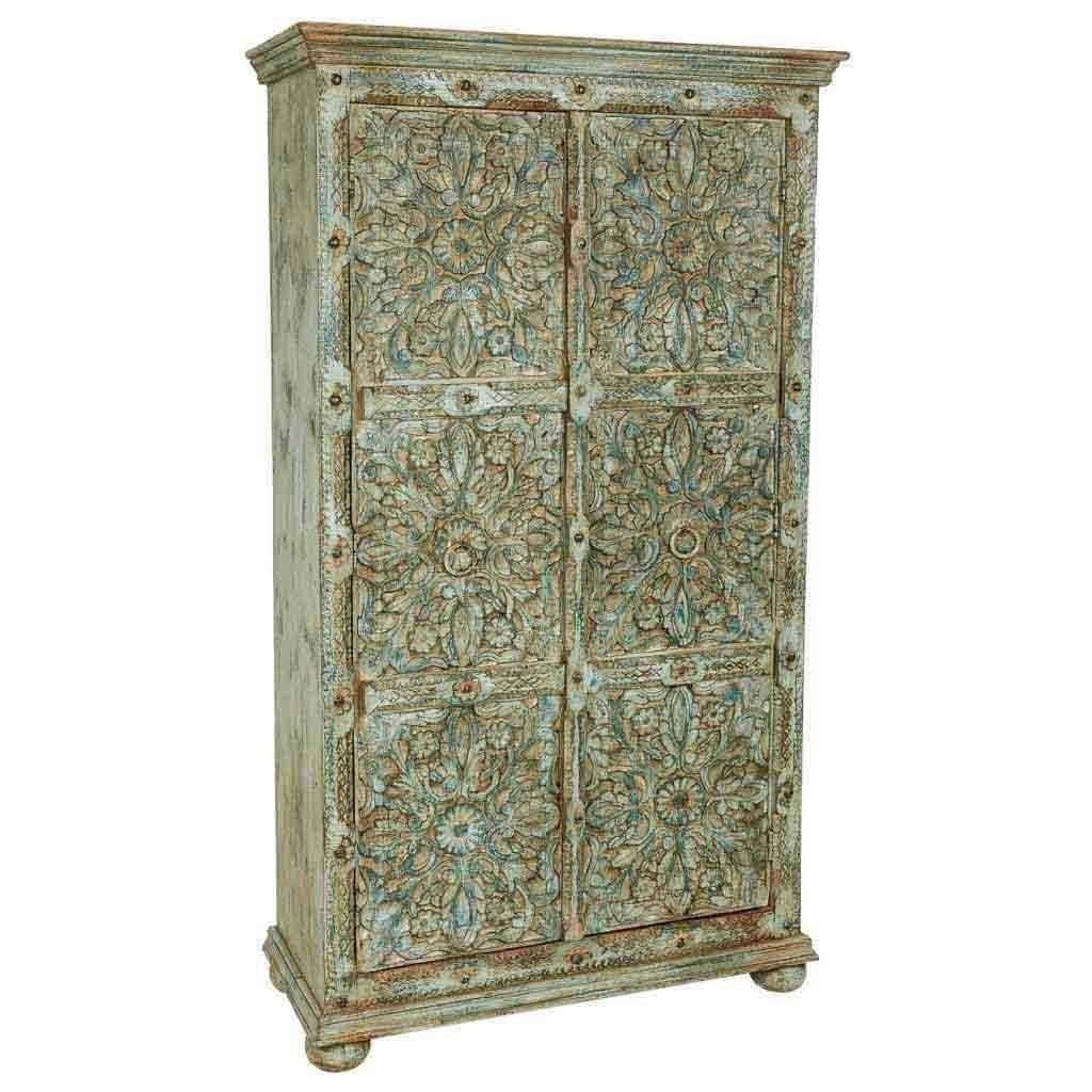 Mobile in legno intagliato verde 102x44x183h