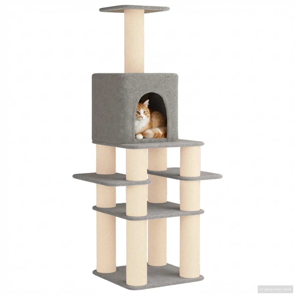 Albero per gatti con pali per graffiare in sisal Grigio Chiaro 42033040