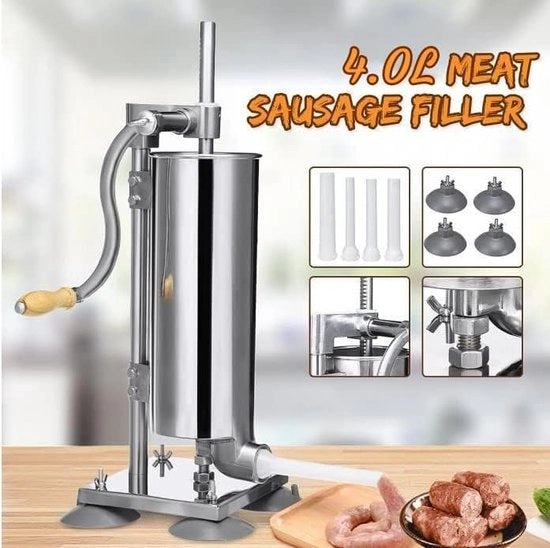 Worstschuiver con 4 tubi di acciaio inossidabile con diametri diversi, capacità 3/3 o 6/4 l, ideale per uso domestico o ristorante (4 l)