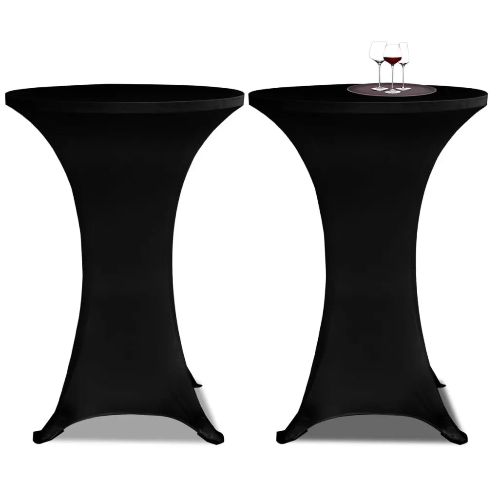 Copritavolo ?80 cm Nero Tessuto elasticizzato 2 pezzi CFW3070620