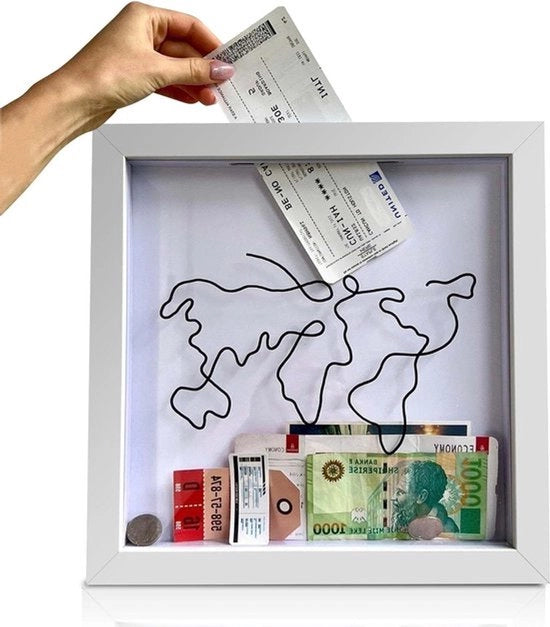 Scatola per ricordi con fessura - Archiviazione per souvenir - Biglietti di viaggio, eventi sportivi, concerti - 20 x 20 cm bianco