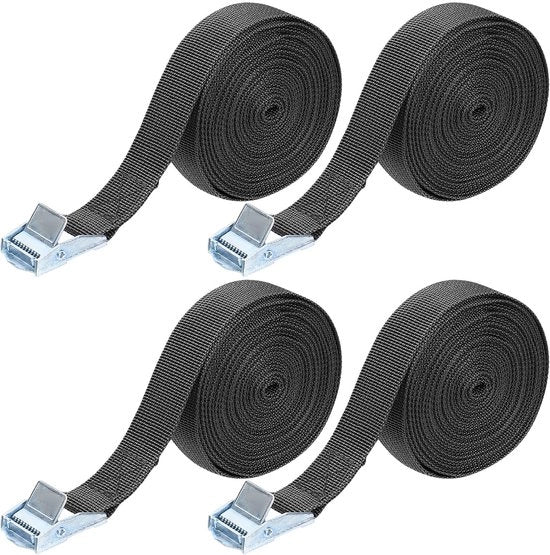 4 set di cinghie di trazione, cinghie regolabili, robuste cinghie con gancio per portatori di bicicletta, motocicli, camion, rimorchi, bagagli, portellame di auto, cinture di fissaggio - 5 m